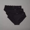 Set de 3 chiloți hipster din microfibră elastică cu dantelă Set de 3 chiloți hipster din microfibră elastică cu dantelă