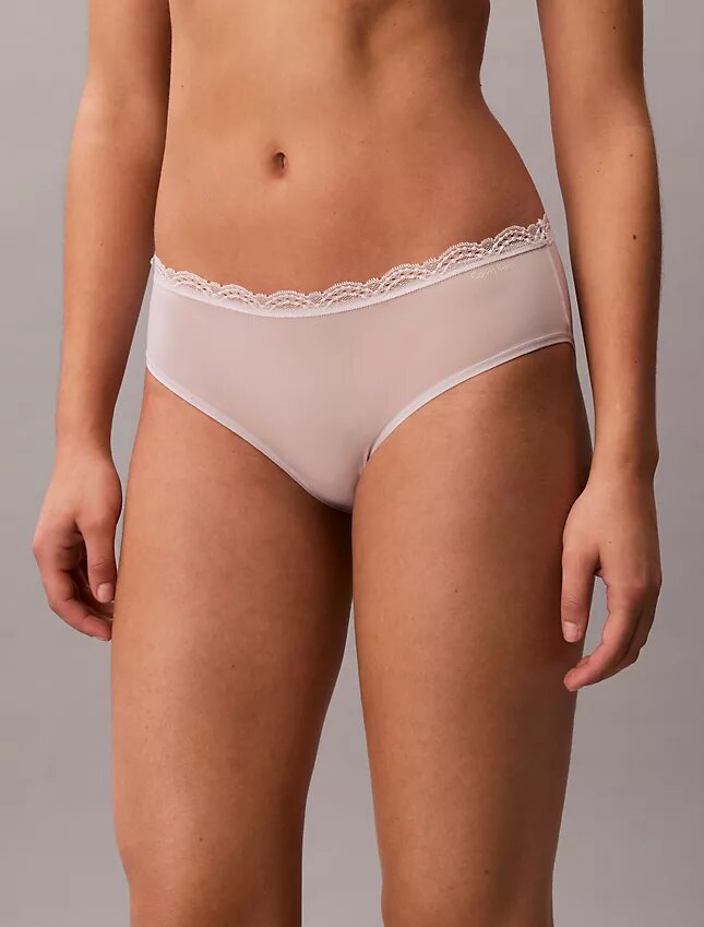 Set de 3 chiloți hipster din microfibră elastică cu dantelă Set de 3 chiloți hipster din microfibră elastică cu dantelă