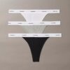 Set de 3 Thongs din bumbac elastic cu nervuri Set de 3 Thongs din bumbac elastic cu nervuri