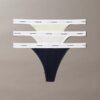 Set de 3 Thongs din bumbac elastic cu nervuri Set de 3 Thongs din bumbac elastic cu nervuri