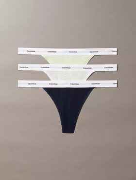 Set de 3 Thongs din bumbac elastic cu nervuri