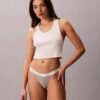 Set de 3 Thongs din bumbac elastic cu nervuri Set de 3 Thongs din bumbac elastic cu nervuri
