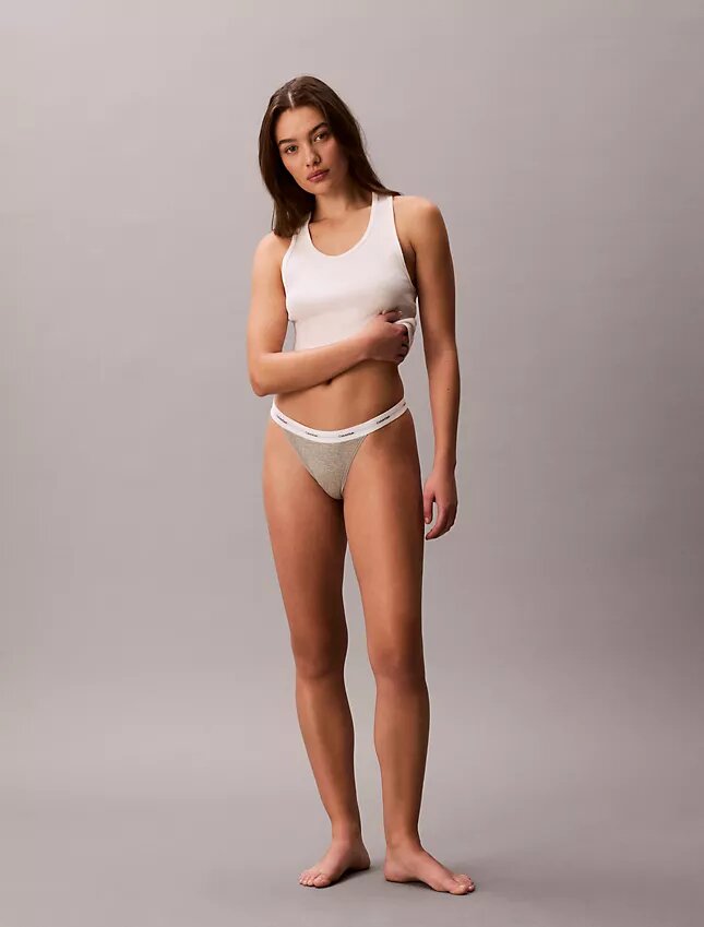 Set de 3 Thongs din bumbac elastic cu nervuri Set de 3 Thongs din bumbac elastic cu nervuri