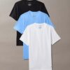 Set de 3 tricouri cu guler rotund, croială slim, din Cotton Stretch