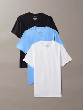 Set de 3 tricouri cu guler rotund, croială slim, din Cotton Stretch Set de 3 tricouri cu guler rotund, croială slim, din Cotton Stretch