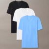 Set de 3 tricouri slim fit cu guler în V din amestec de Cotton Stretch