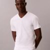Set de 3 tricouri slim fit cu guler în V din amestec de Cotton Stretch