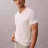 Set de 3 tricouri slim fit cu guler în V din amestec de Cotton Stretch