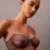 Sutien balconet Unlined din dantelă florală neagră CK Black