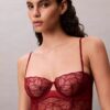 Sutien balconet Unlined din dantelă florală neagră CK Black
