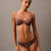 Sutien balconet Unlined din dantelă florală neagră CK Black