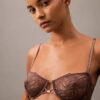 Sutien balconet Unlined din dantelă florală neagră CK Black