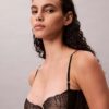 Sutien balconet Unlined, din dantelă geometrică neagră CK Black