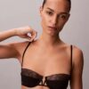 Sutien balconet Unlined, din dantelă geometrică neagră CK Black Sutien balconet Unlined, din dantelă geometrică neagră CK Black