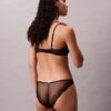 Sutien balconet Unlined, din dantelă geometrică neagră CK Black