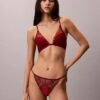 Sutien decoltat CK Black Floral Lace, ușor căptușit