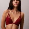 Sutien decoltat CK Black Floral Lace, ușor căptușit