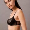 Sutien decoltat Unlined Ck Black Geo Lace