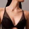 Sutien plonjat din dantelă florală CK Black