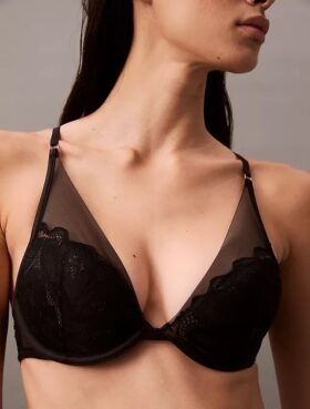 Sutien plonjat din dantelă florală CK Black