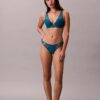 Sutien plonjat din dantelă neagră cu model geometric, ușor căptușit