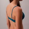 Sutien plonjat din dantelă neagră cu model geometric, ușor căptușit