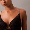 Sutien Push-Up cu decolteu adânc din dantelă florală neagră CK Black Sutien Push-Up cu decolteu adânc din dantelă florală neagră CK Black