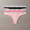 Thong din bumbac Cotton Stretch cu nervuri, pachet de 3 bucăți Thong din bumbac Cotton Stretch cu nervuri, pachet de 3 bucăți