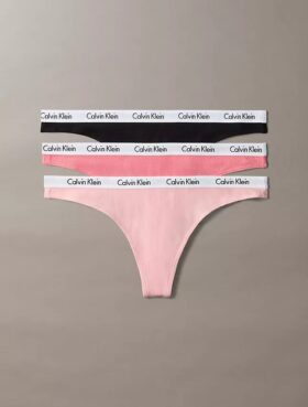 Thong din bumbac Cotton Stretch cu nervuri, pachet de 3 bucăți