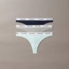 Thong din bumbac Cotton Stretch cu nervuri, pachet de 3 bucăți Thong din bumbac Cotton Stretch cu nervuri, pachet de 3 bucăți