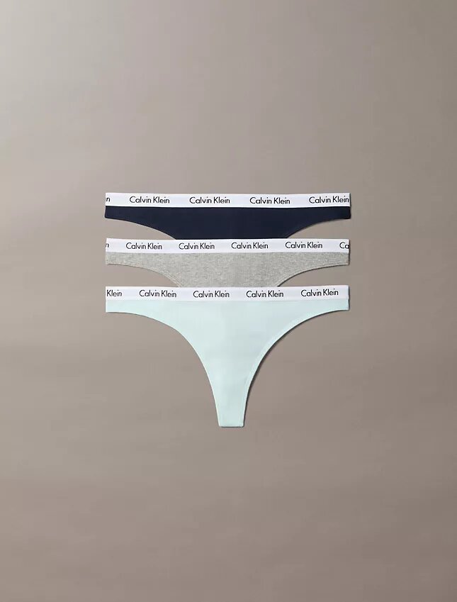 Thong din bumbac Cotton Stretch cu nervuri, pachet de 3 bucăți Thong din bumbac Cotton Stretch cu nervuri, pachet de 3 bucăți