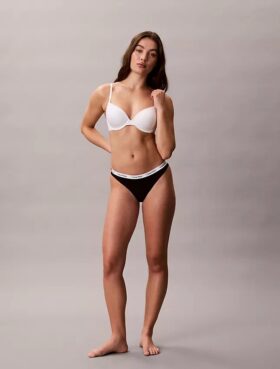Thong din bumbac Cotton Stretch cu nervuri, pachet de 3 bucăți
