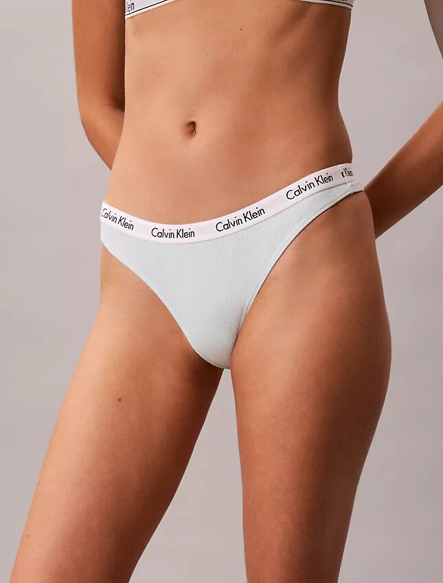 Thong din bumbac Cotton Stretch cu nervuri, pachet de 3 bucăți Thong din bumbac Cotton Stretch cu nervuri, pachet de 3 bucăți