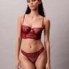 Thong din dantelă florală neagră CK Black Thong din dantelă florală neagră CK Black