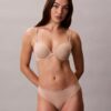 Thong din microfibră elastică cu dantelă Thong din microfibră elastică cu dantelă