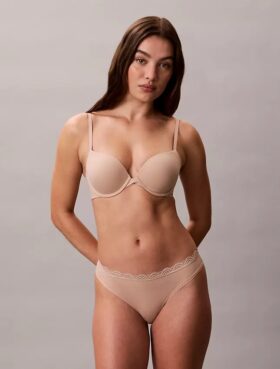 Thong din microfibră elastică cu dantelă