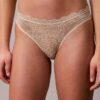 Thong din microfibră elastică cu dantelă, pachet de 3 Thong din microfibră elastică cu dantelă, pachet de 3