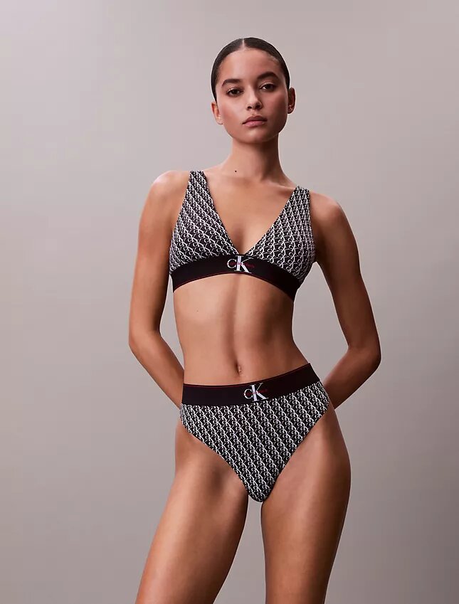 Thong elastică din microfibră cu monogramă grafică Thong elastică din microfibră cu monogramă grafică