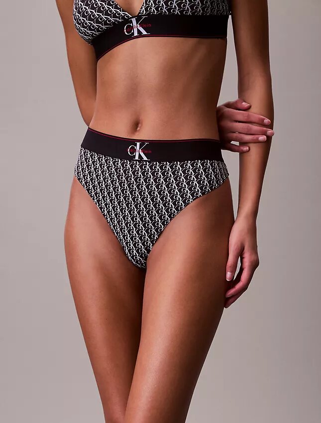 Thong elastică din microfibră cu monogramă grafică Thong elastică din microfibră cu monogramă grafică