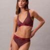 Top de bikini triunghiular cu spate în formă de U și logo modern