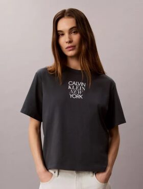 Tricou CK One cu imprimeu fotografic și croială drept