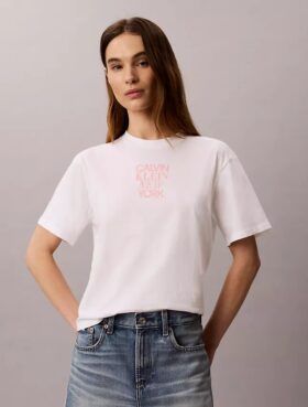 Tricou CK One cu imprimeu fotografic și croială drept
