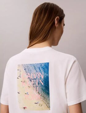 Tricou CK One cu imprimeu fotografic și croială drept