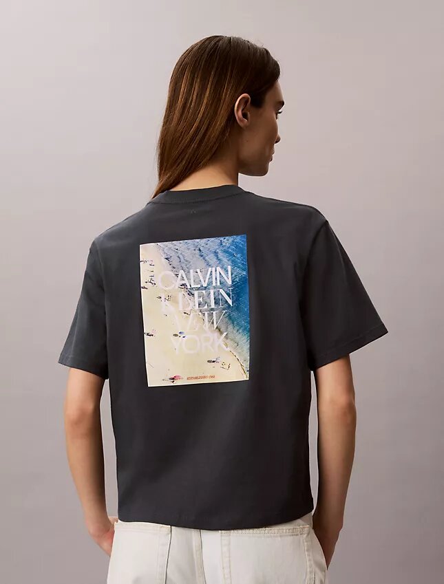 Tricou CK One cu imprimeu fotografic și croială drept Tricou CK One cu imprimeu fotografic și croială drept
