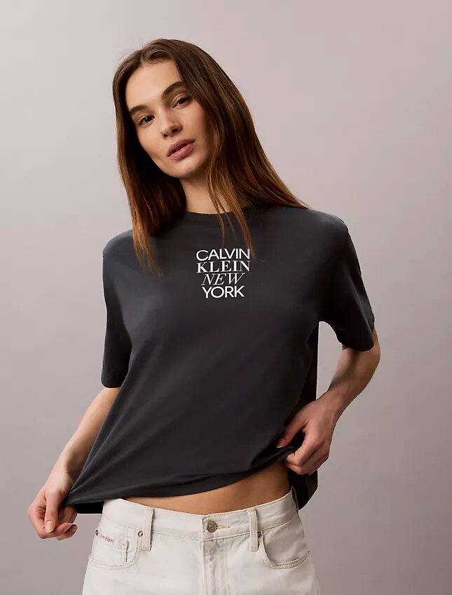 Tricou CK One cu imprimeu fotografic și croială drept Tricou CK One cu imprimeu fotografic și croială drept