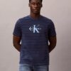 Tricou clasic cu dungi grafice Monologo Tricou clasic cu dungi grafice Monologo