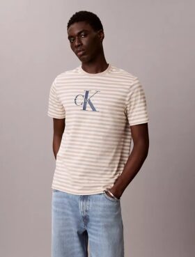 Tricou clasic cu dungi grafice Monologo