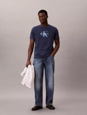 Tricou clasic cu dungi grafice Monologo