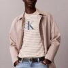 Tricou clasic cu dungi grafice Monologo