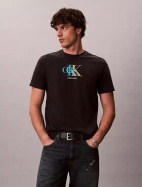 Tricou clasic cu grafică cu monogramă dublă